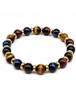 Bracciale con pietre occhio di tigre multicolor