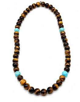 Collana pietre occhio di tigre e turchese 