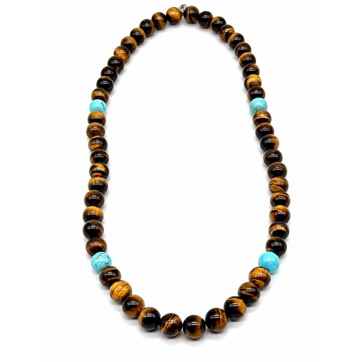 Collana pietre occhio di tigre e turchese