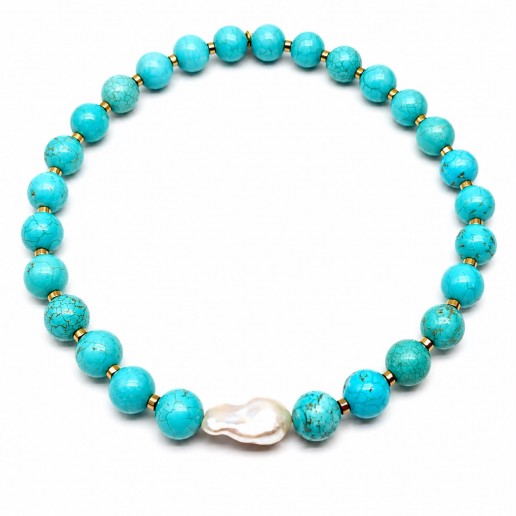 Turquoise Agate Necklace and Dotted Elements