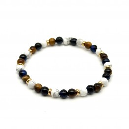 Bracciale Occhio di Tigre, Aulite, occhio tigre blu e dischetti 
