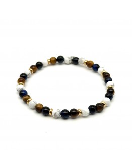 Bracciale Occhio di Tigre, Aulite, occhio tigre blu e dischetti 