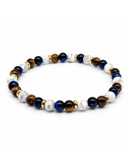 Bracciale Occhio di Tigre, Aulite, occhio tigre blu e dischetti 