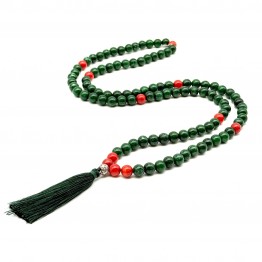 Collana Mala Giada Verde e Corallo