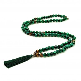 Collana Mala Pietra Occhio di Tigre Verde e Occhio di Tigre