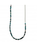 Collana Pietre Occhio di tigre light blu con elementi puntinati