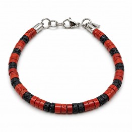 BRACCIALE PIETRA CORALLO PIETRA LAVICA