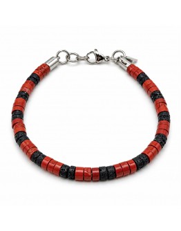 BRACCIALE PIETRA CORALLO PIETRA LAVICA