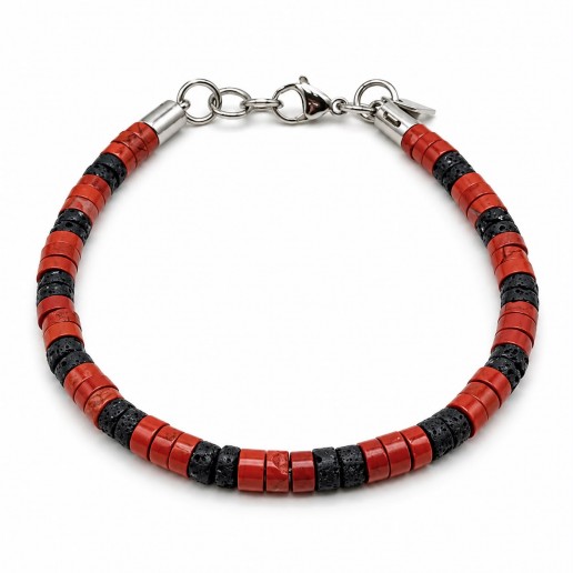 BRACCIALE PIETRA CORALLO PIETRA LAVICA BRACCIALE PIETRA CORALLO PIETRA LAVICA