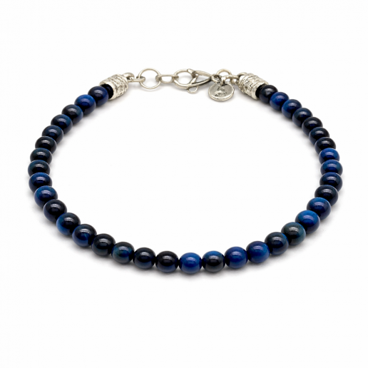 BRACELET EN OEIL DE TIGRE BLEU 