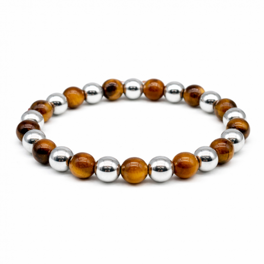 BRACCIALE Sfere Ematite e Occhio di Tigre
