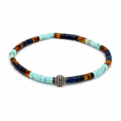 CAVIGLIERA con Pietre Turchese, Occhio di Tigre e Lapislazzuli CAVIGLIERA con Pietre Turchese, Occhio di Tigre e Lapislazzuli