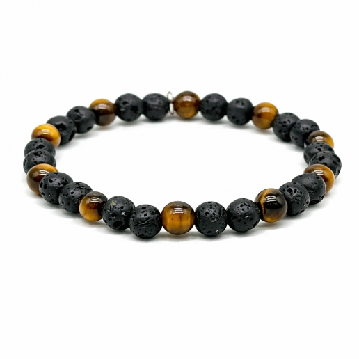 Pulsera de piedra de lava y ojo de tigre
