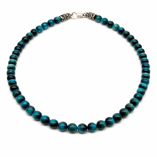 Collier en oeil de tigre bleu clair