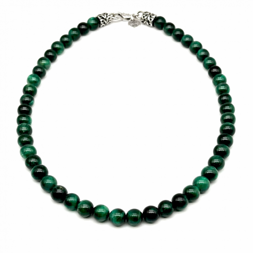 Collar de piedra de ojo de tigre verde