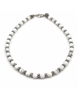 Collana pietra aulite striata e distanziatori lavorati