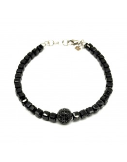 Bracciale Onice Quadrato con sfera nera