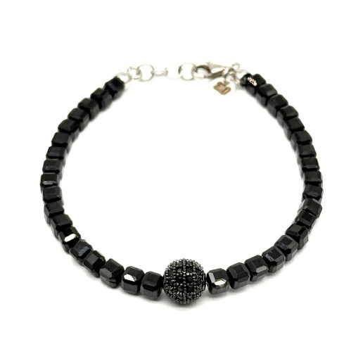 Square Onyx Bracelet with Black Ball