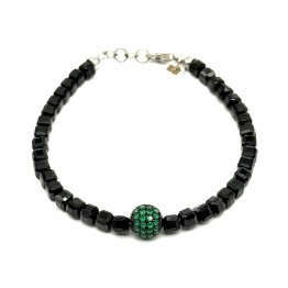 Bracciale Onice Quadrato con sfera verde