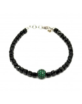 Bracciale Onice Quadrato con sfera verde