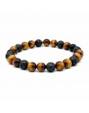 Bracelet Oeil de tigre et pierre de lave