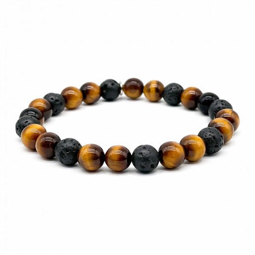 Bracelet Oeil de tigre et pierre de lave