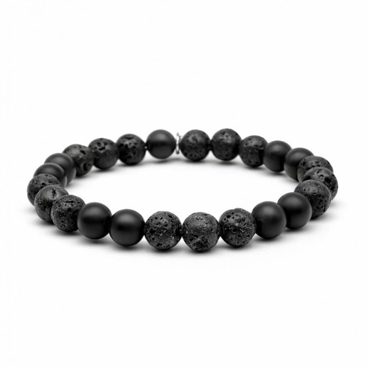 BRACCIALE Pietra Lavica e Onice Satinato