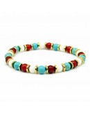 Pulsera de Piedras Aulita Turquesa, Coral, Ágata Blanca 
