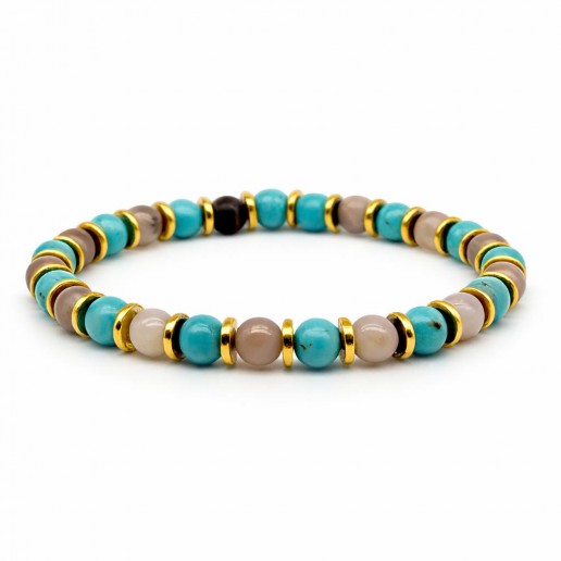 Fossil Agate and Turquoise Aulite Bracelet