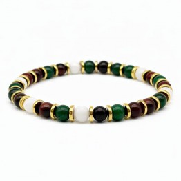 BRACELET White Agate, Green Jade, Bull's Eye stones