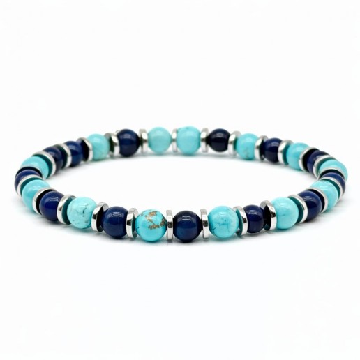 Turquoise Aulite and Blue Tiger Eye Bracelet