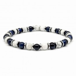 BRACELET WHITE AULITE stones and BLUE TIGER EYES