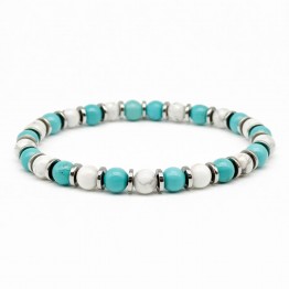 Turquoise Aulite Stone and White Agate Bracelet