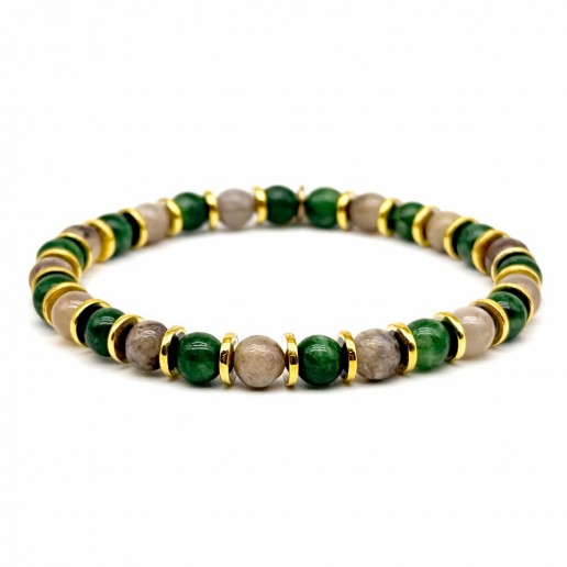 BRACCIALE Pietre AGATA FOSSILE e GIADA VERDE BRACCIALE Pietre AGATA FOSSILE e GIADA VERDE
