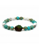 Bracciale pietre magnesite blu , aulite striata e crisocolla esagonale