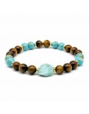 Bracciale Pietre Occhio di Tigre, Magnesite Blu e Larimar Irregolare Esagonale