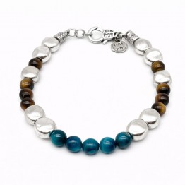 BRACCIALE ISLAND con Pepite Occhio di Tigre e Light Blue