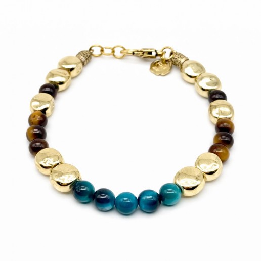 PULSERA ISLA OJO DE TIGRE Y OJO DE TIGRE AZUL CLARO