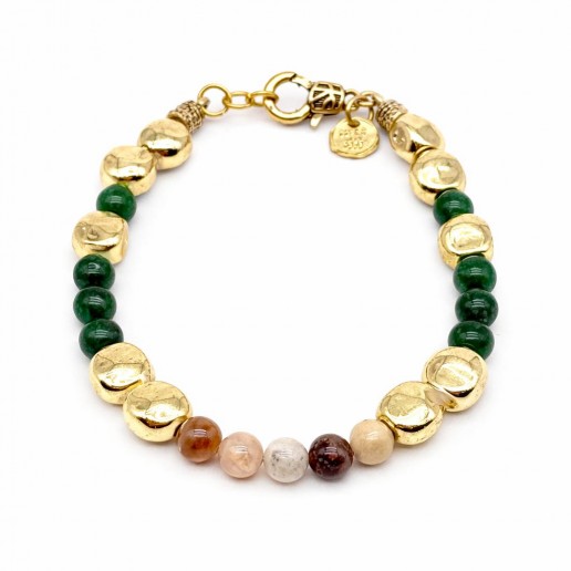 PULSERA ISLA FÓSIL Y ÁGATA VERDE