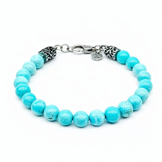 PULSERA PIEDRAS TURQUESAS RAYAS 