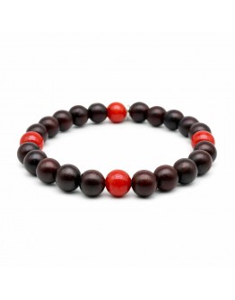 BRACCIALE LEGNO e CORALLO