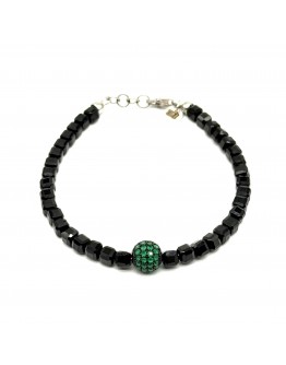 Bracciale Onice Quadrato con sfera verde