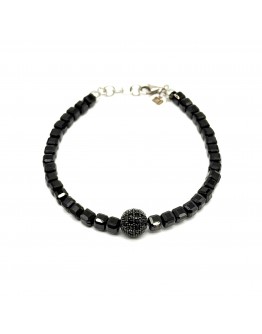 Bracciale Onice Quadrato con sfera nera