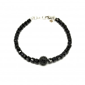 Bracciale Onice Quadrato con sfera nera