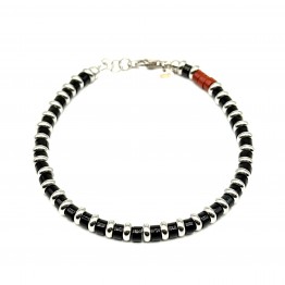 Bracciale Pietre Onice e Corallo con dischetti