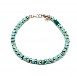 Bracciale Pietre Turchese e Giada Verde con dischetti