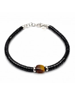 Bracciale con pietre onice e occhio di tigre 