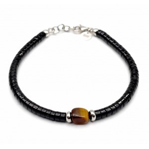 Bracelet avec pierres d'onyx et oeil de tigre 