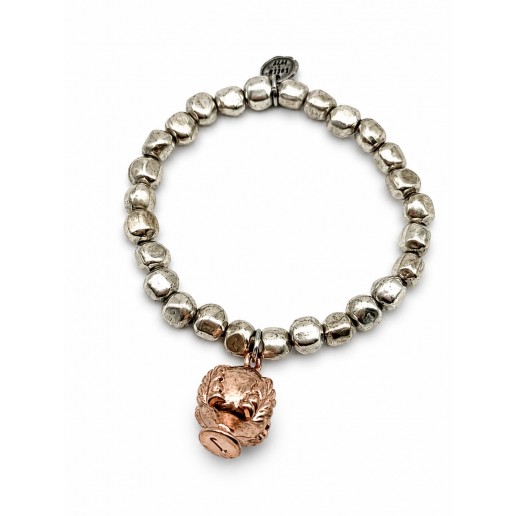Bracciale Pepite argento e pumo rosè Bracciale Pepite argento e pumo rosè