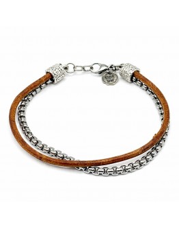 BRACCIALE CUOIO SENAPE E SNAKE